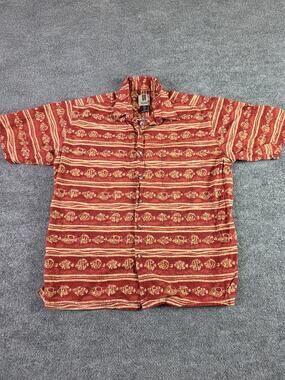 Vintage Tori Richard Honolulu Hawaiian Shirt Mens Large Fish Red Short Sleeve